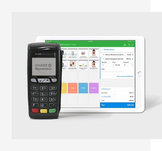 Chase terminal with Vend on an iPad