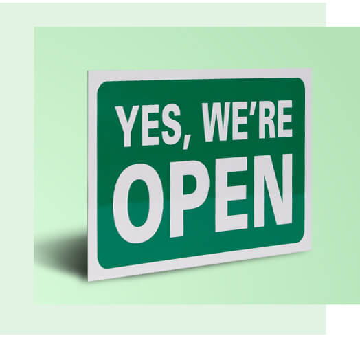 A retail store open sign