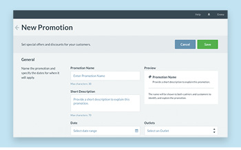 Vend Promotions screen