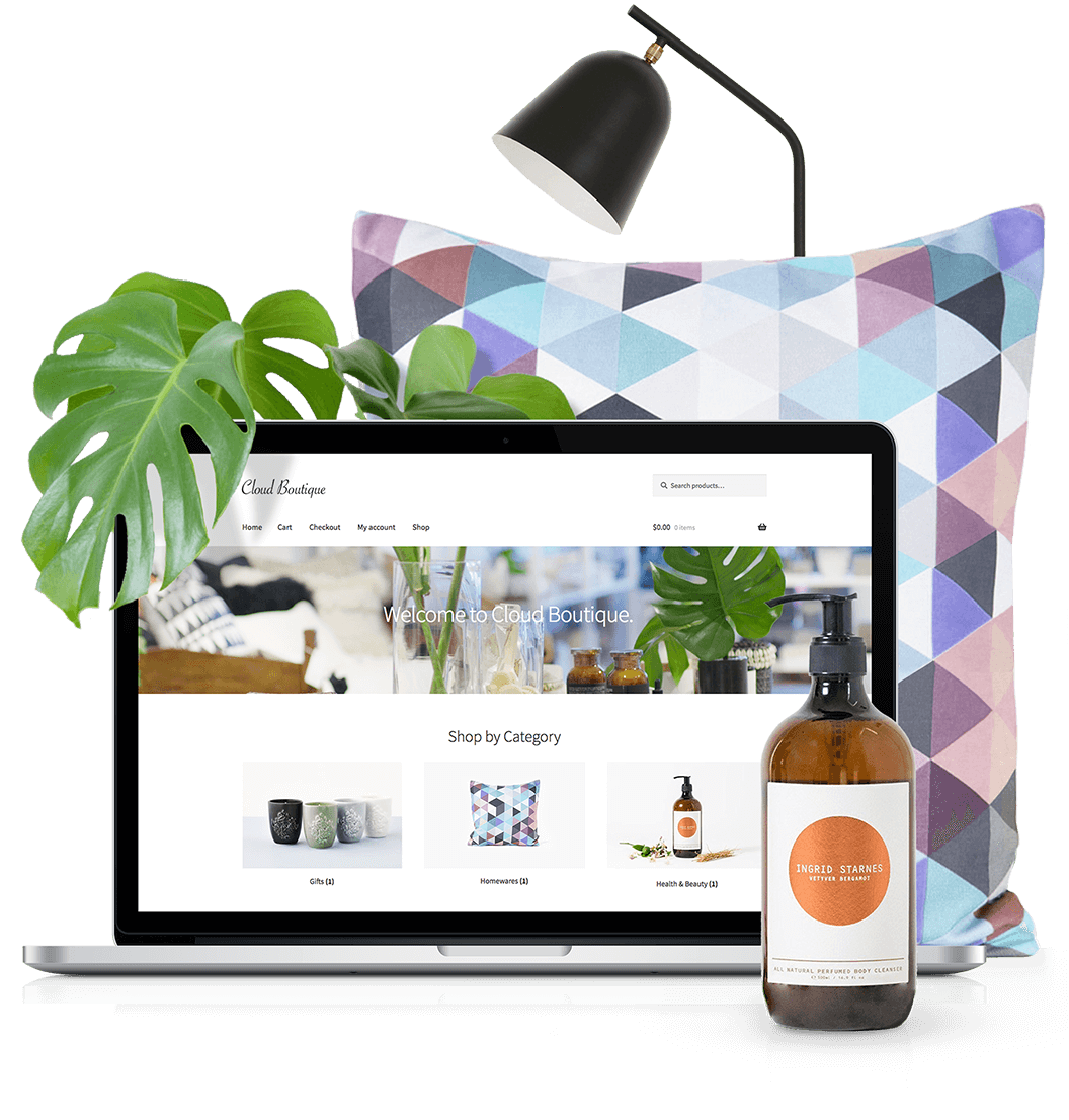 WooCommerce ecommerce solution displayed on laptop