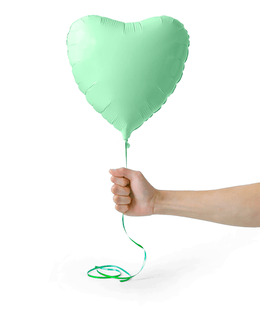 Green heartshaped helium baloon