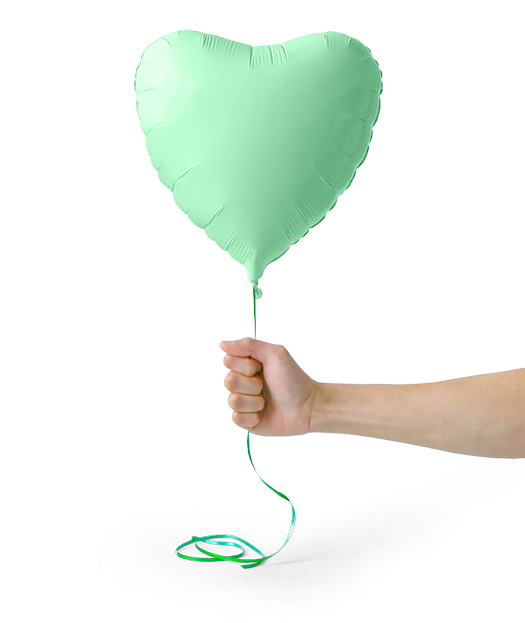 Green heartshaped helium baloon